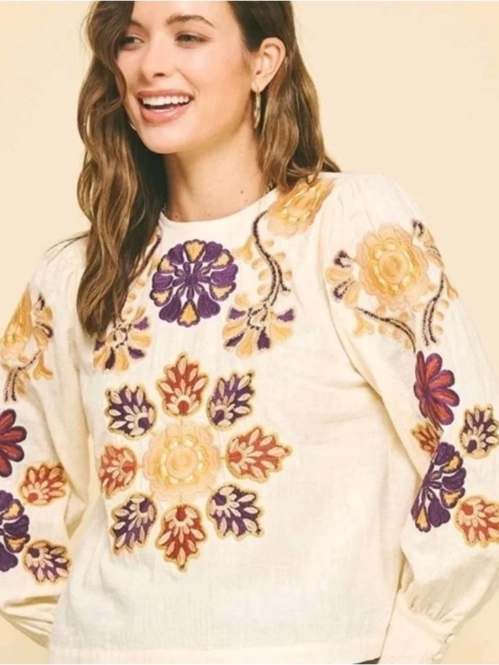 Pinch "Seneca" Embroidered Top - S